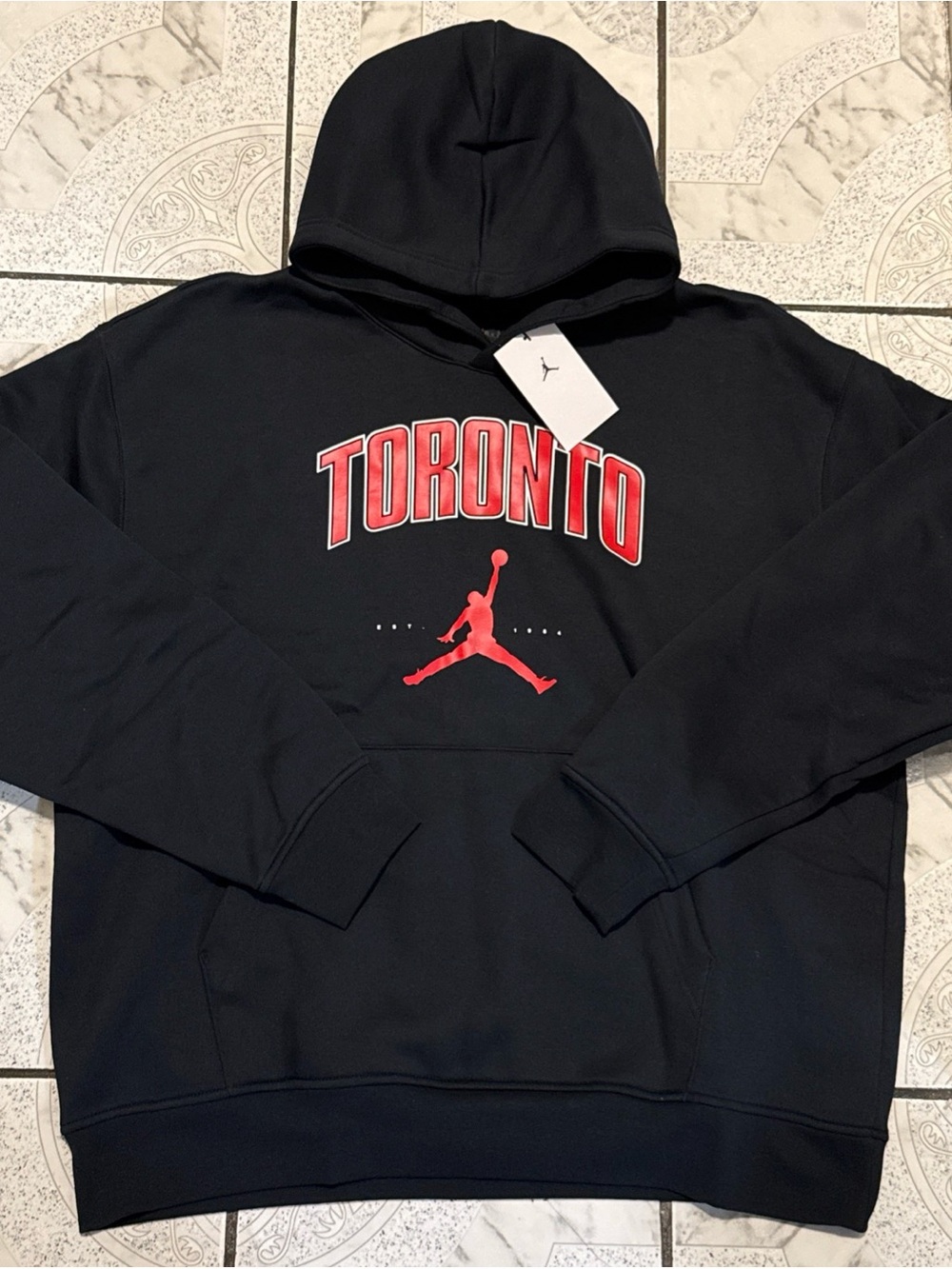 New Nike Air Jordan Toronto Fleece Pullover Hoodie Black Mens Size XL HQ0424-010